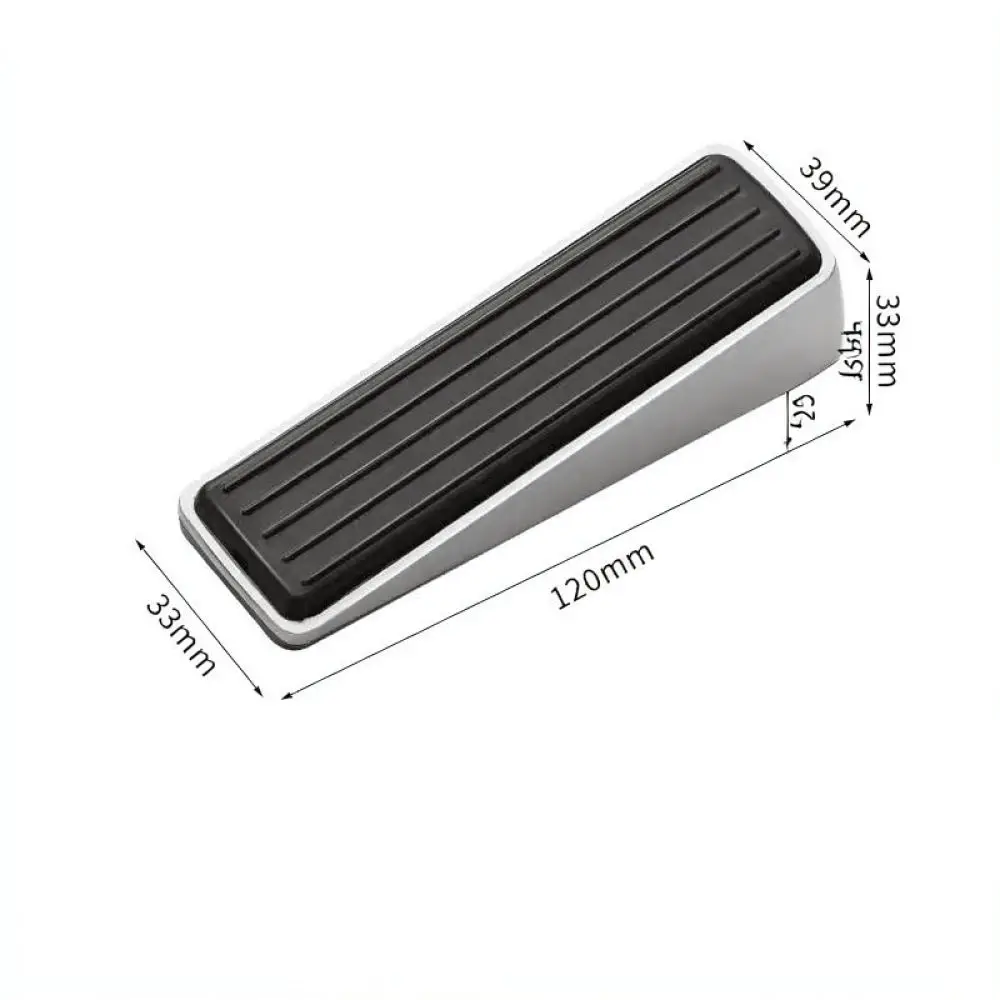 Silent Rubber Door Stopper Anti Slip Buffer Zinc Alloy Floor Mounted Protective Wedge Hardware For Modern Home