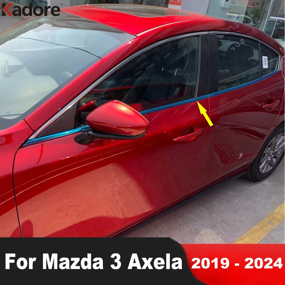 

For Mazda 3 Axela 2019-2022 2023 2024 2025 Sedan Steel Bottom Window Frame Sill Cover Trim Molding Garnish Strip Car Accessories