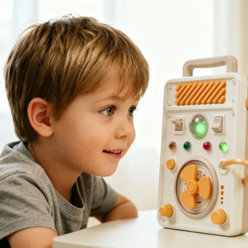 Toddlers Montessori Busy Board Light & Sound Circuit Toy Educational Sensory Board Early Learning Activity Center Gift for Kids