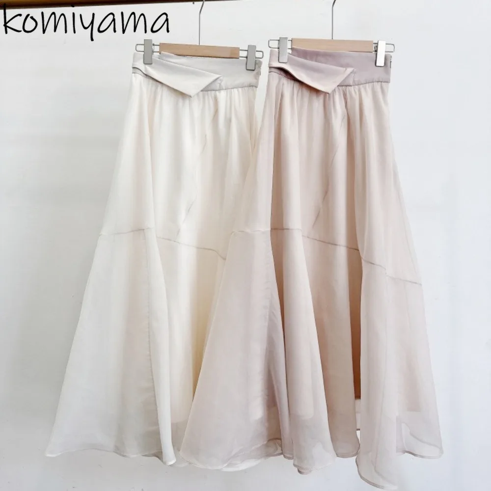 

High Waist Big Swing Faldas Hit Color Organza 2025 Skirt Japan Style Fairy Skirts A-line Ropa Mujer Summer New Woman Clothing
