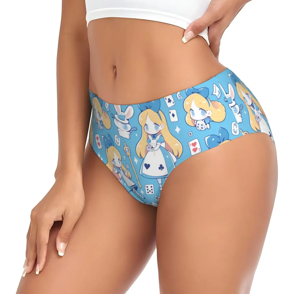 Custom ผู้หญิง Alice In Wonderland การ์ตูนกางเกงหญิงยืด Magnificent ชุดชั้นในกางเกง