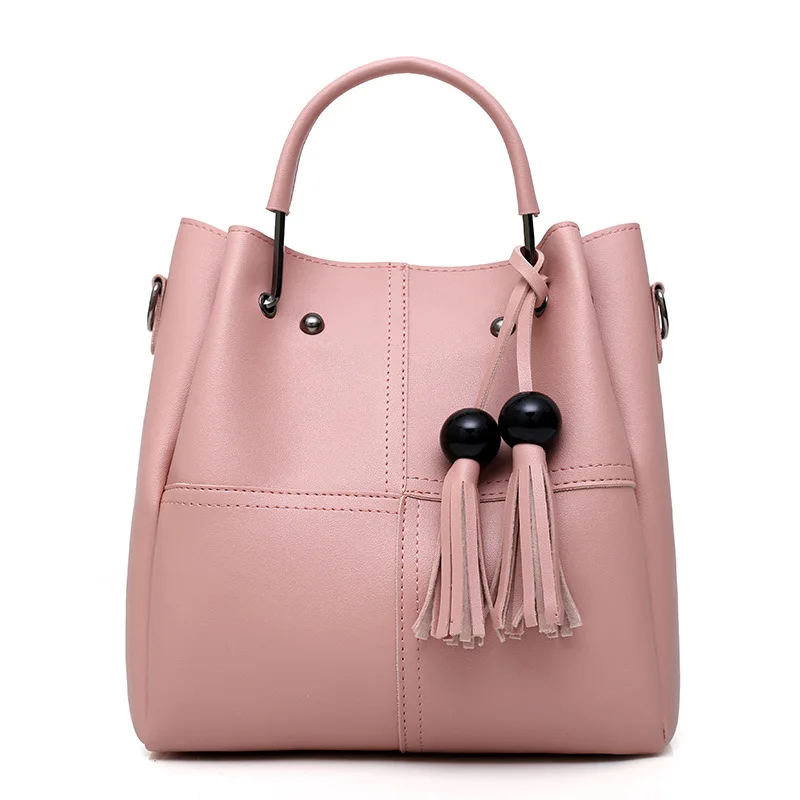 Ladies 3 Pcs Fashion Tassel Shoulder Bag Pu Leather Casual Tote For Women 2022 New Wild Three-Piece Messenger Bag Solid Handbags