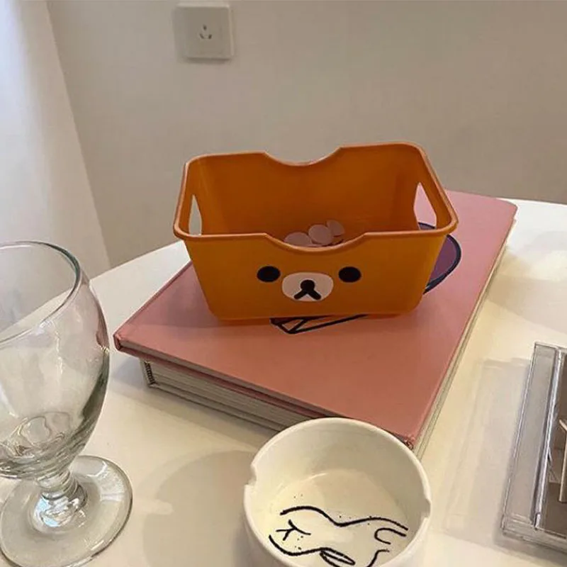 Nowy Kawaii Cute Rilakkuma Mini Storage Box Student Desktop Różne akcesoria Kosz do przechowywania Kreskówka Anime Prezent dla dziewczynek