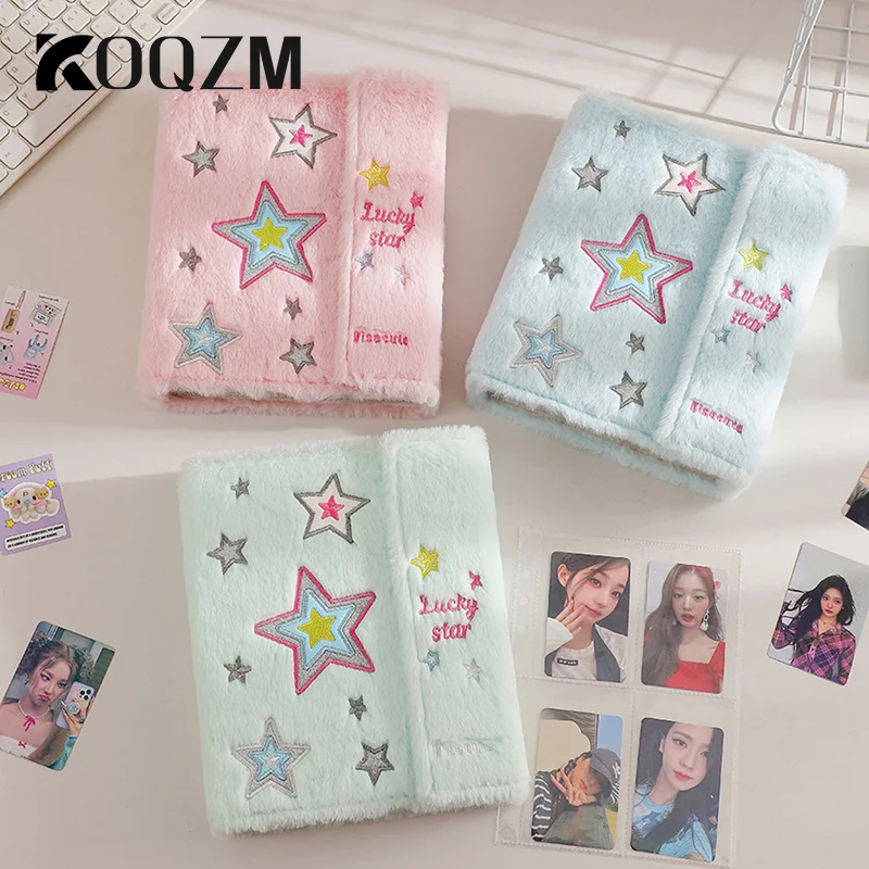 A5 3-inch Small Card Storage Star Pattern Plush Photo Album Binder Photocard Collection Books Loose-leaf Photocard Holder