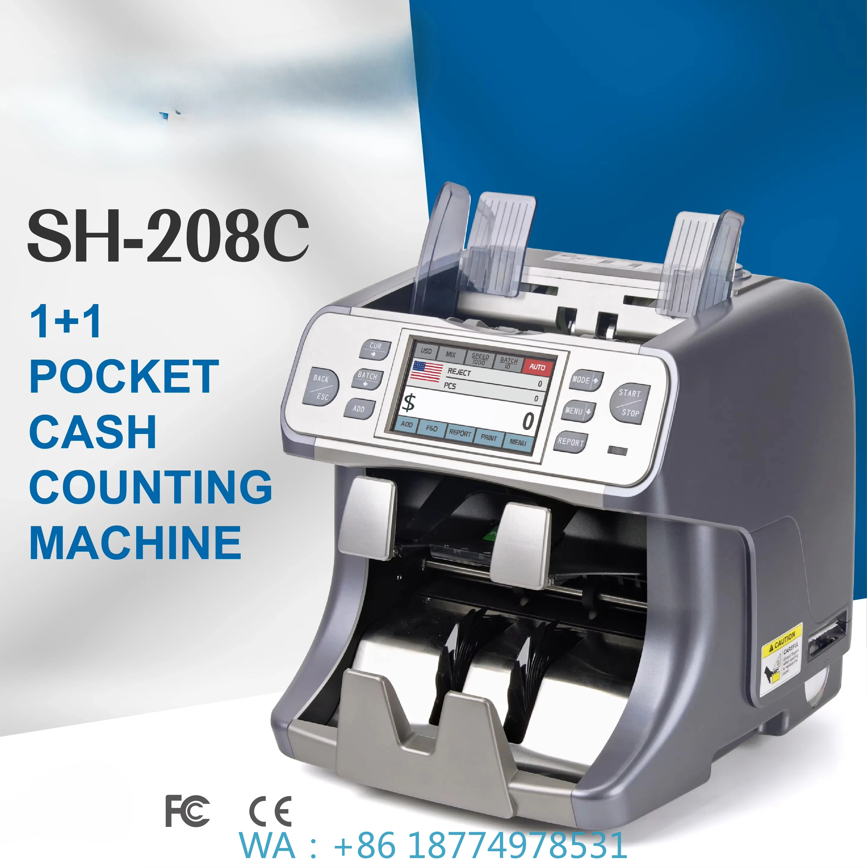 

Detection Multi Currency Counter Money Sorter SH-208C Imaging Money Detector UV