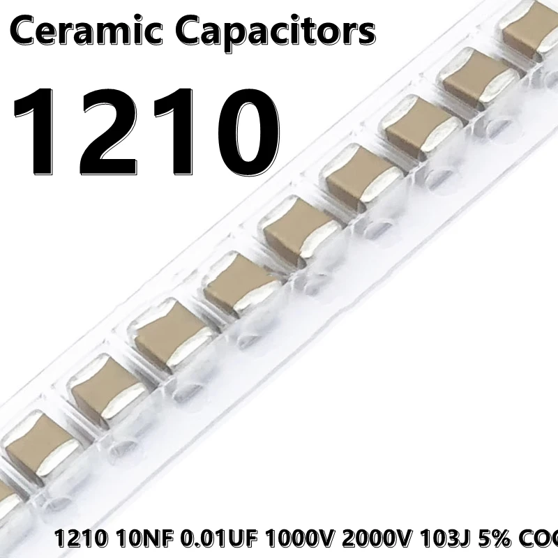 (10pcs) 1210 10NF 0.01UF 250V 500V 1000V 2000V 103J 5% COG 3225 SMD Ceramic Capacitors