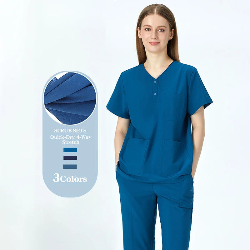 

Unisex Surgical Scrub Set Comfortable Relaxed Jogger Suit Elastic Waist Scrub Pants Set Dental Hospital Nurse Workwear S06