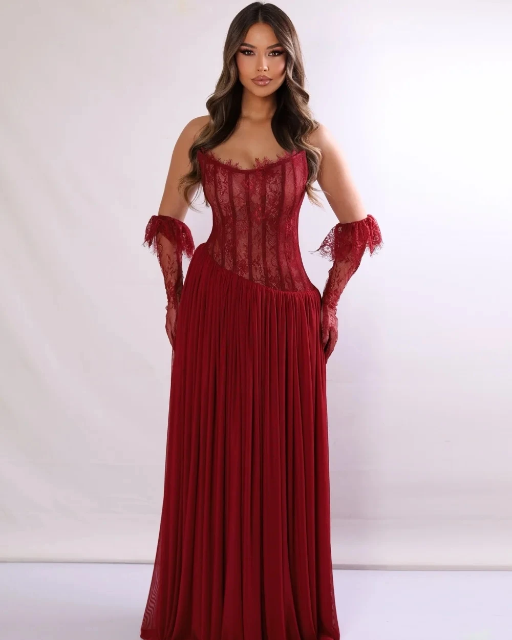 

Бордовое шифоновое кружевное длинное платье на заказ Вечерние платья для выпускного вечера Pastrol унисекс Джерси Ретро Дубай Саудовская Аравия по индивидуальному заказу