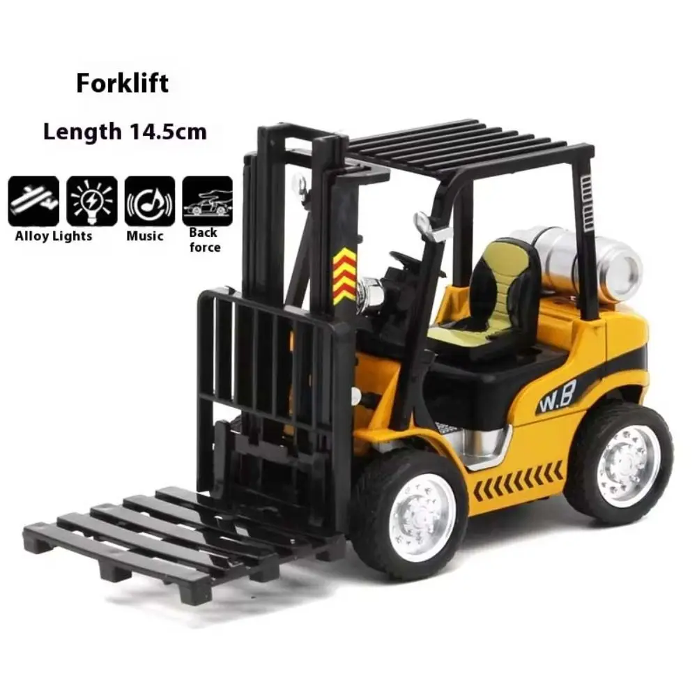 

1:24 Scale Forklift Model Car Diecast Metal Sound Light Simulation Crane Toy Warehouse Lift Truck Pull Back