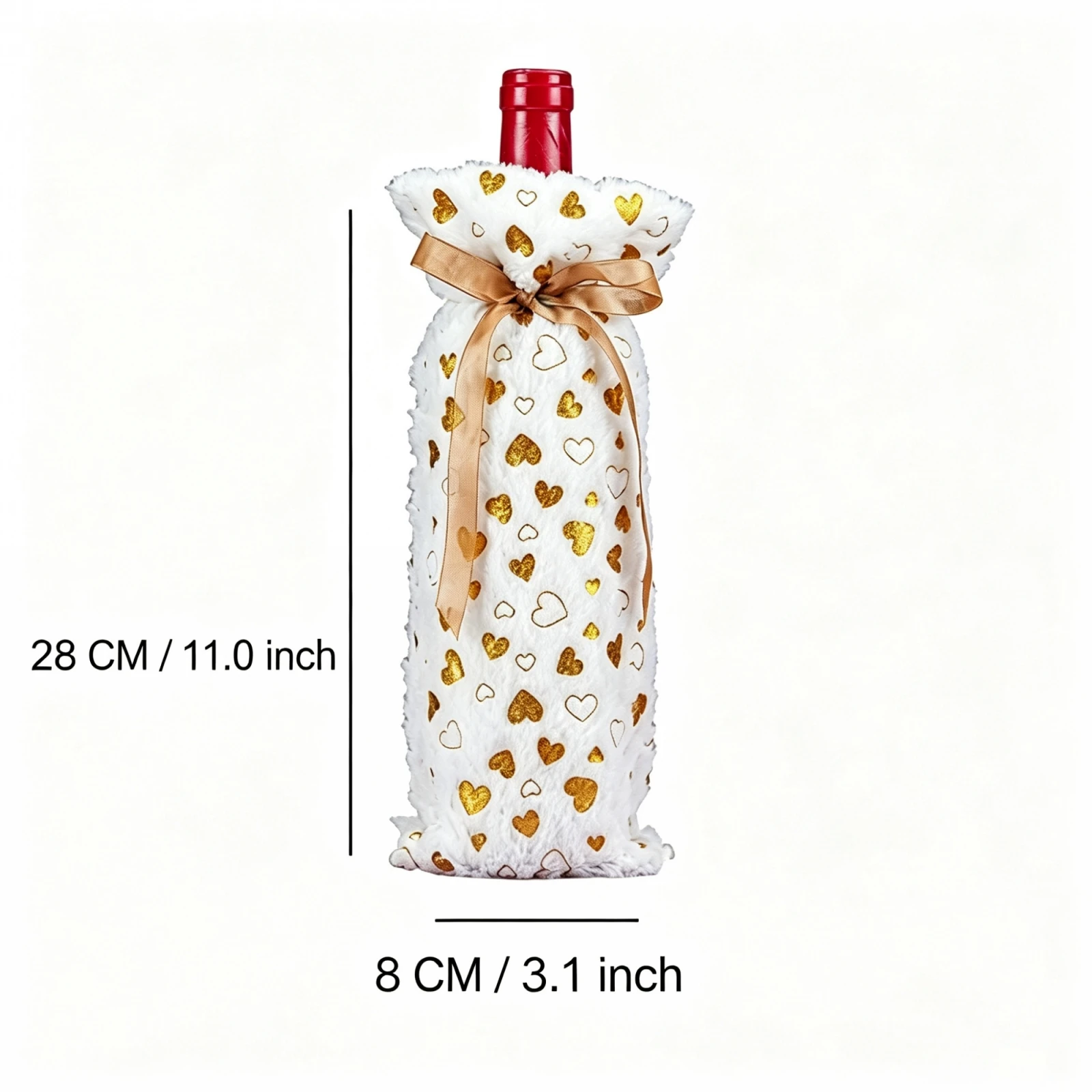2027 New Years Christmas Wine Bottle Cover Gold Snowflake Print Plush Bottle Bag for Party for Xmas Wine Bottle Covers