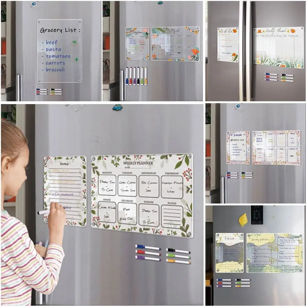 

7pcs New Dry Erase Magnet Week Calendar Acrylic Transparent Acrylic Calendar Bulletin Board Home Decor Fridge Magnets Reusable