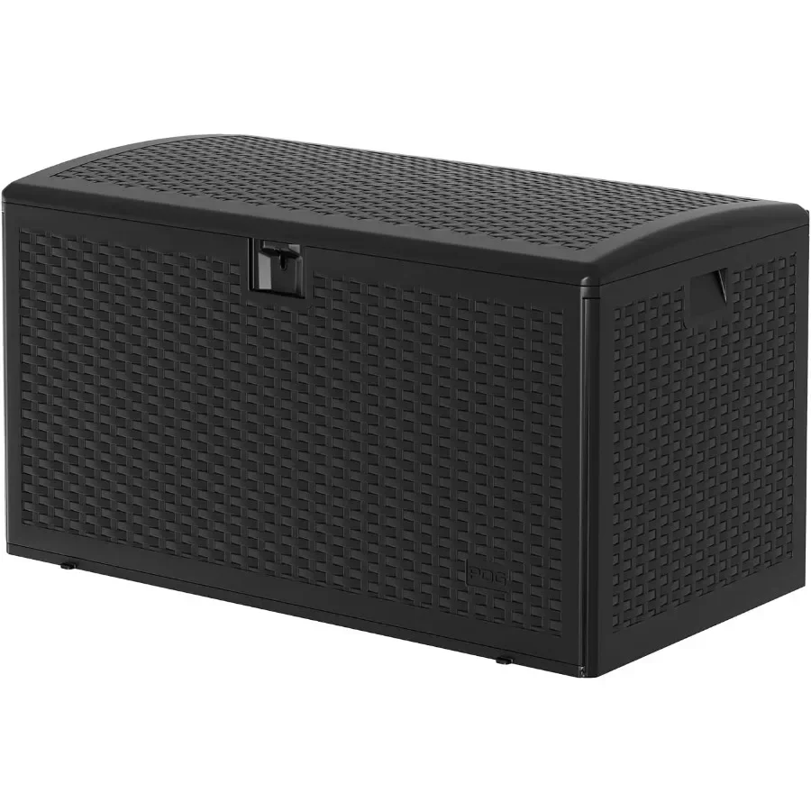 Waterproof Large Resin Deck Box Indoor Outdoor, Lockable Storage Container for Patio Furniture Tools, Waterproof Deck Box with