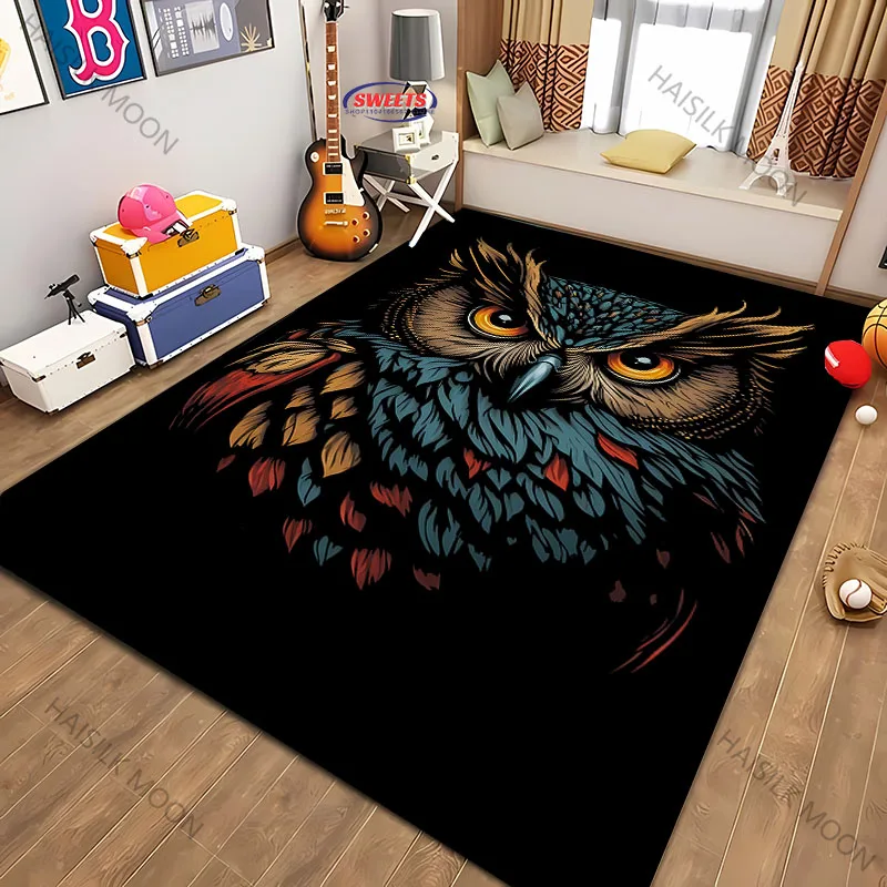

Vintage Owl Theme Printed Carpet Living Room Bedroom Sofa Office Large Area Decorative Mat Kids Play Rugs Gift Next Day Shipping