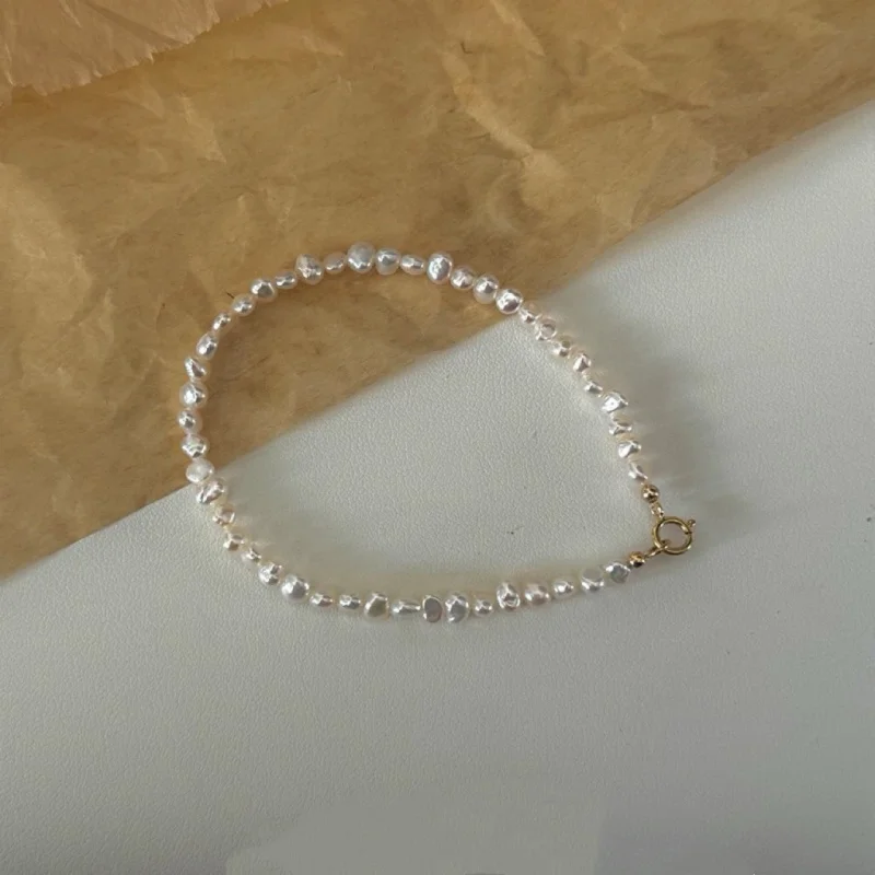 

Natural Baroque - Small Irregular Ultra-Fine Pearl 925 Silver Gold-Plated Bracelet Layered Wear