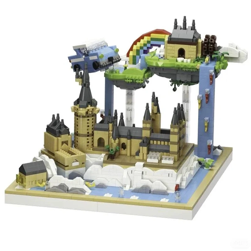 Moyu 92034 Magic School University Rainbow Car Architecture Scene 3D Mini Diamond Blocks Bricks Building Toy for Children no Box
