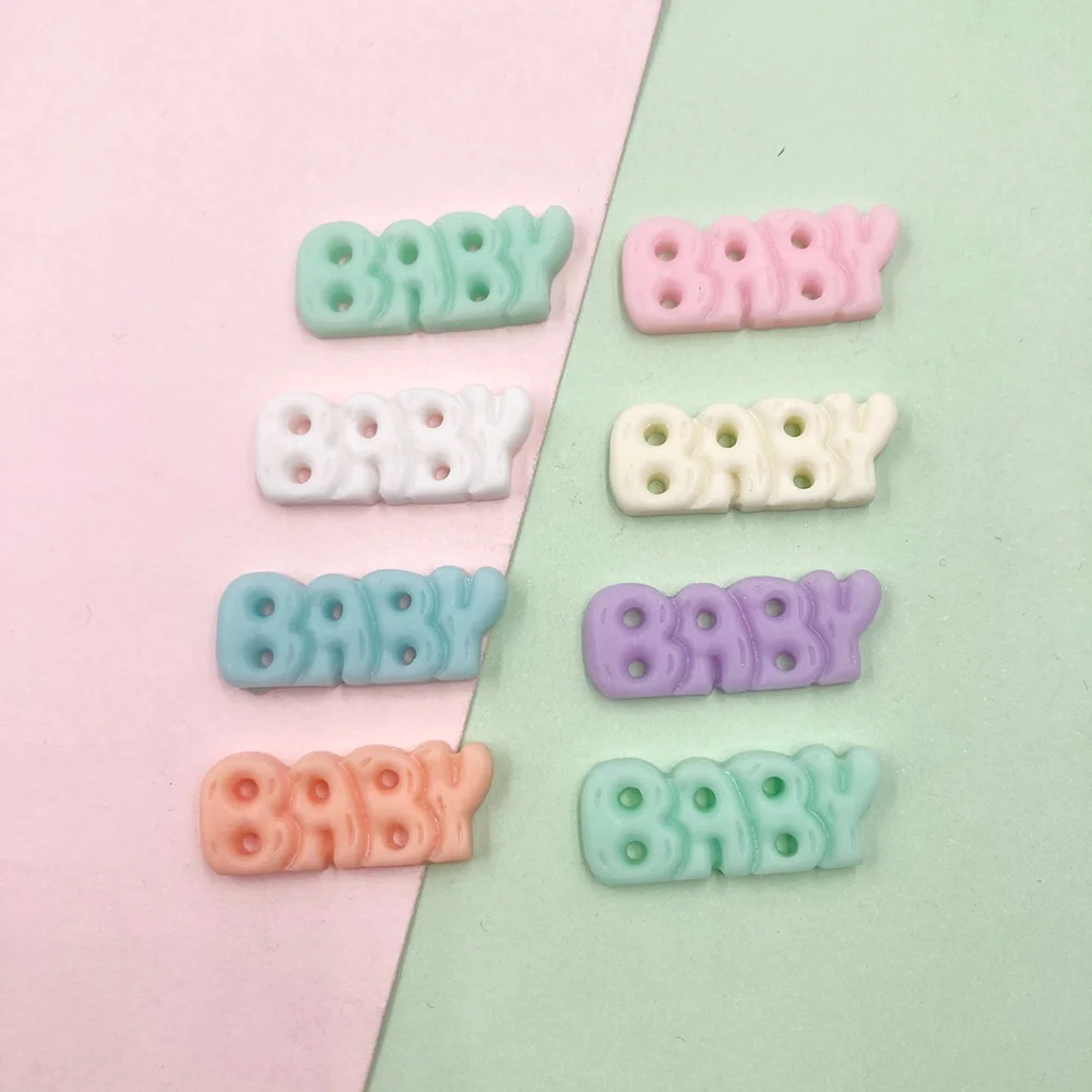 30Pcs/Lot Kawaii Baby Letters Resin Cabochon Flatbacks Embellishments for Scrapbooking DIY Headwear Accessori