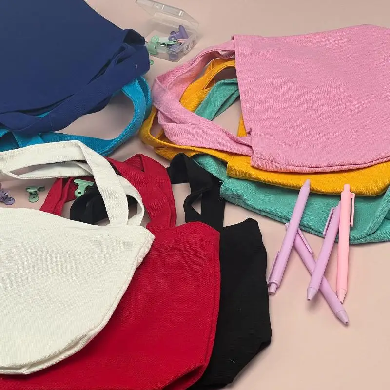 Korean Canvas Tote Bag Solid Color Shopping Bags Small Bags For Daily Shopping