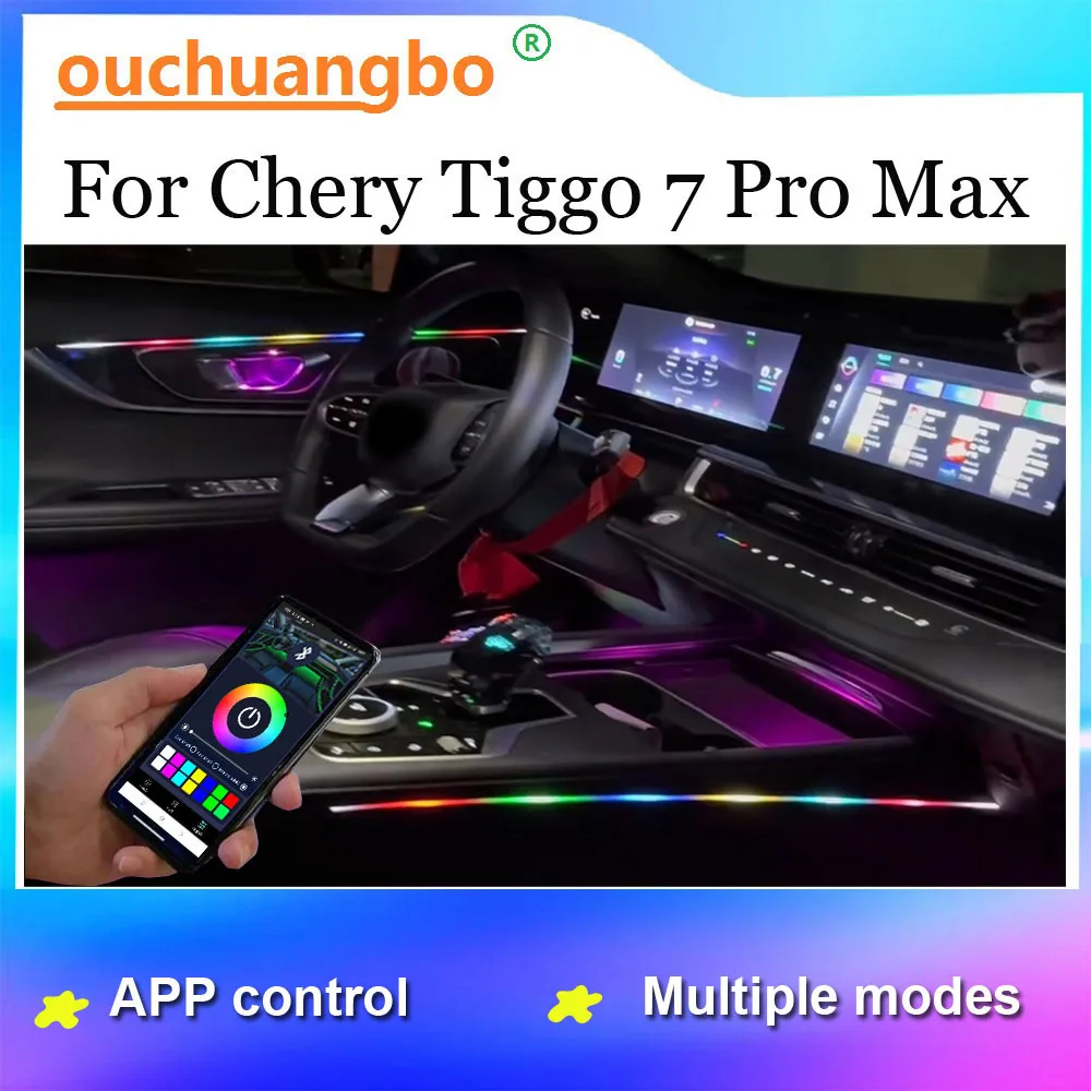 Ouchuangbo Ambient Light For Tiggo 7 Pro Max 7 Plus Atmosphere LED Ambiente Lamp Kit Backlight environmental Magic 256