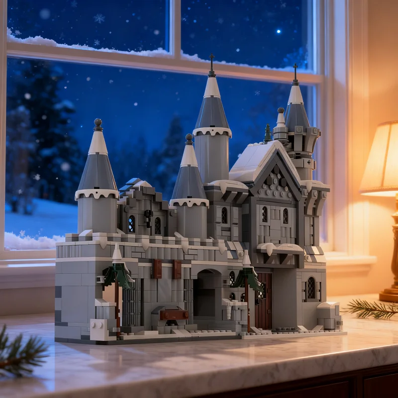 936pcs MOC Castle Medieval Winter Town Book Nook Alternate Build of 75645 Battle at Model Christmas Gift Room