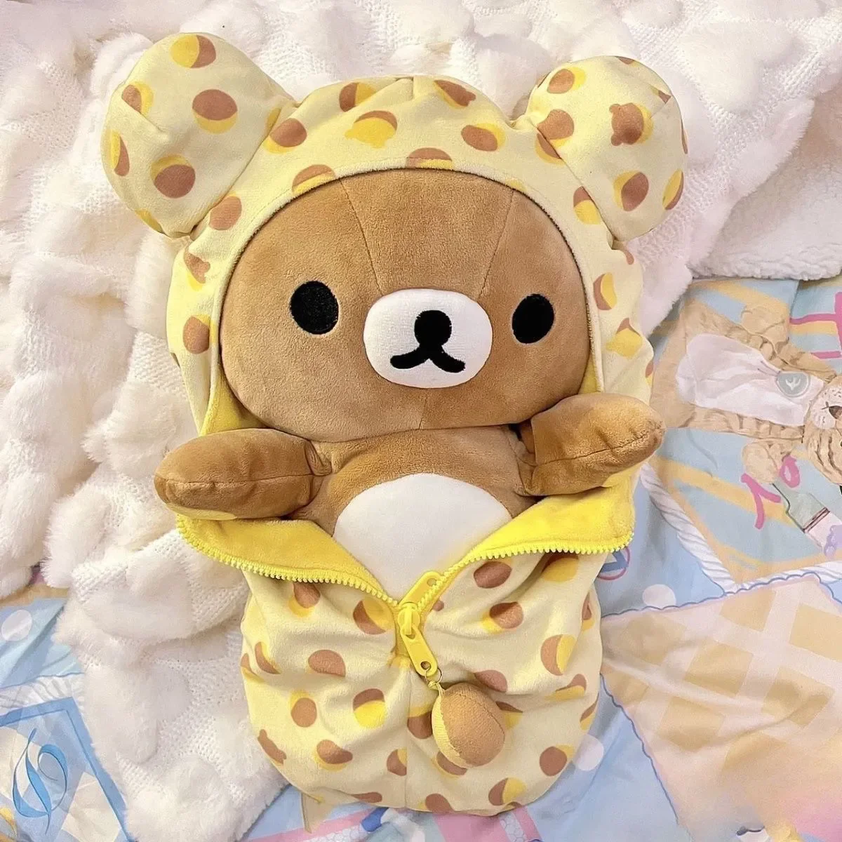 

38cm Japanese Sleeping Bag Rilakkuma Removable Double-Sided Plush Toy Doll Pillow Cute Room Decoration Gift