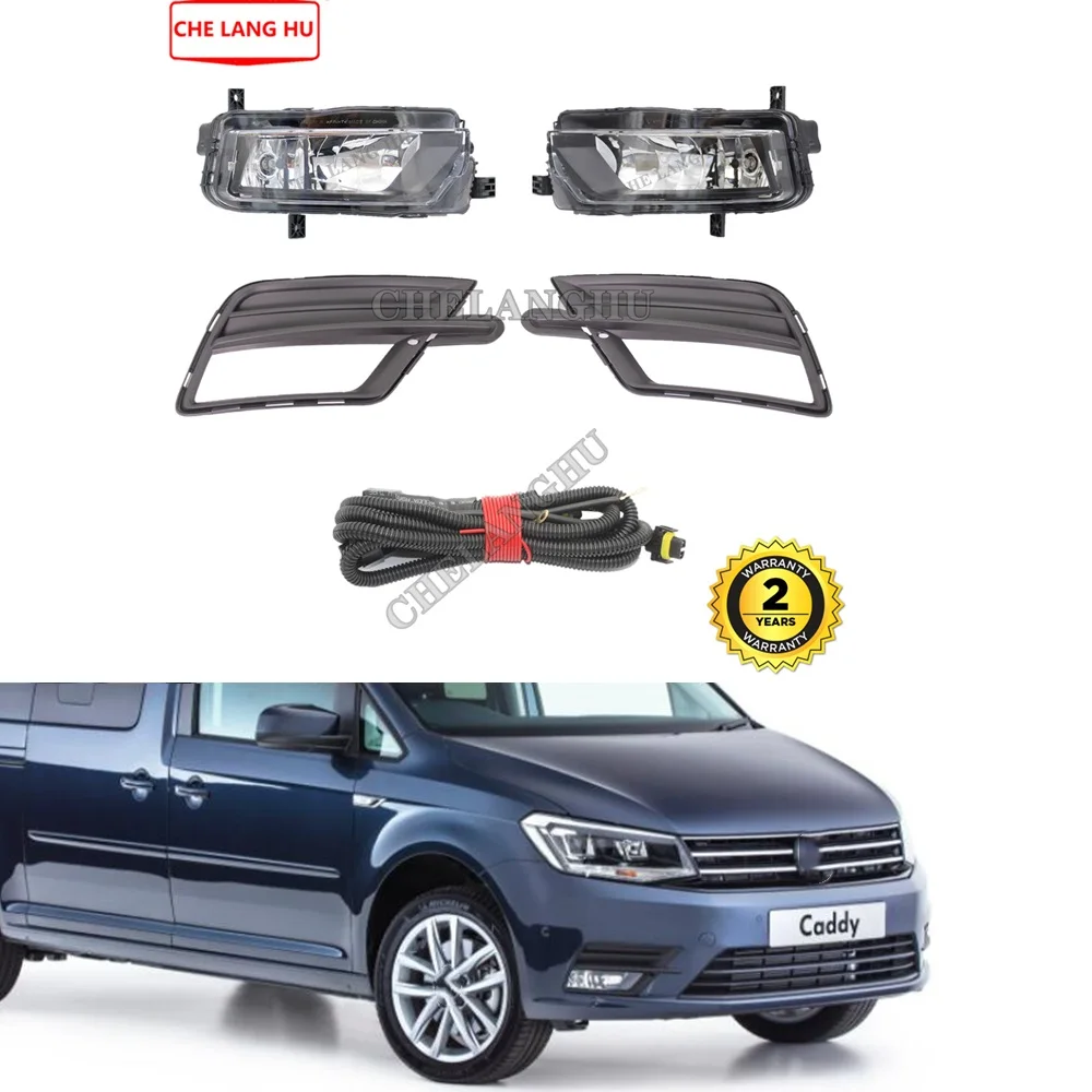 

For VW Caddy 2015 2016 2017 2018 2019 2020 Car-styling Front Bumper Fog Lights Fog Lamp with Fog Grille Bulbs And Wire