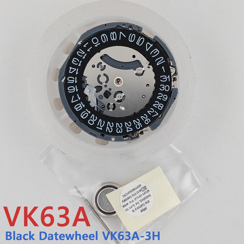 

Genuine Chronograph VK63 Quartz Movement Multifunctional 6 Hands Mechanism VK63A Black 3H Date with Battery Stem Parts
