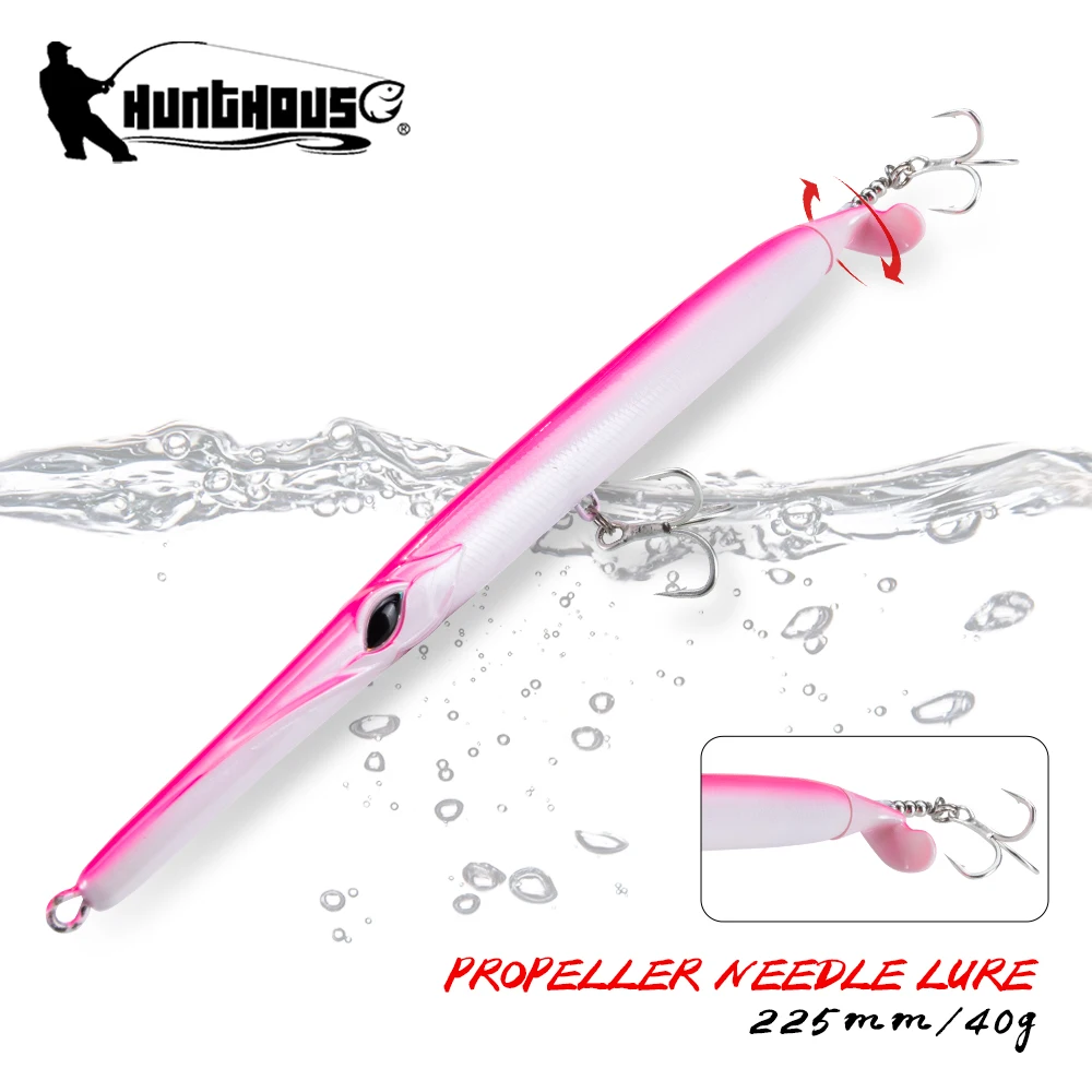 Hunthouse hélice aiguille leurre 225mm/40g crayon flottant appâts de pêche Surface Aguglia Turbo pour poisson rouge matériel de bar