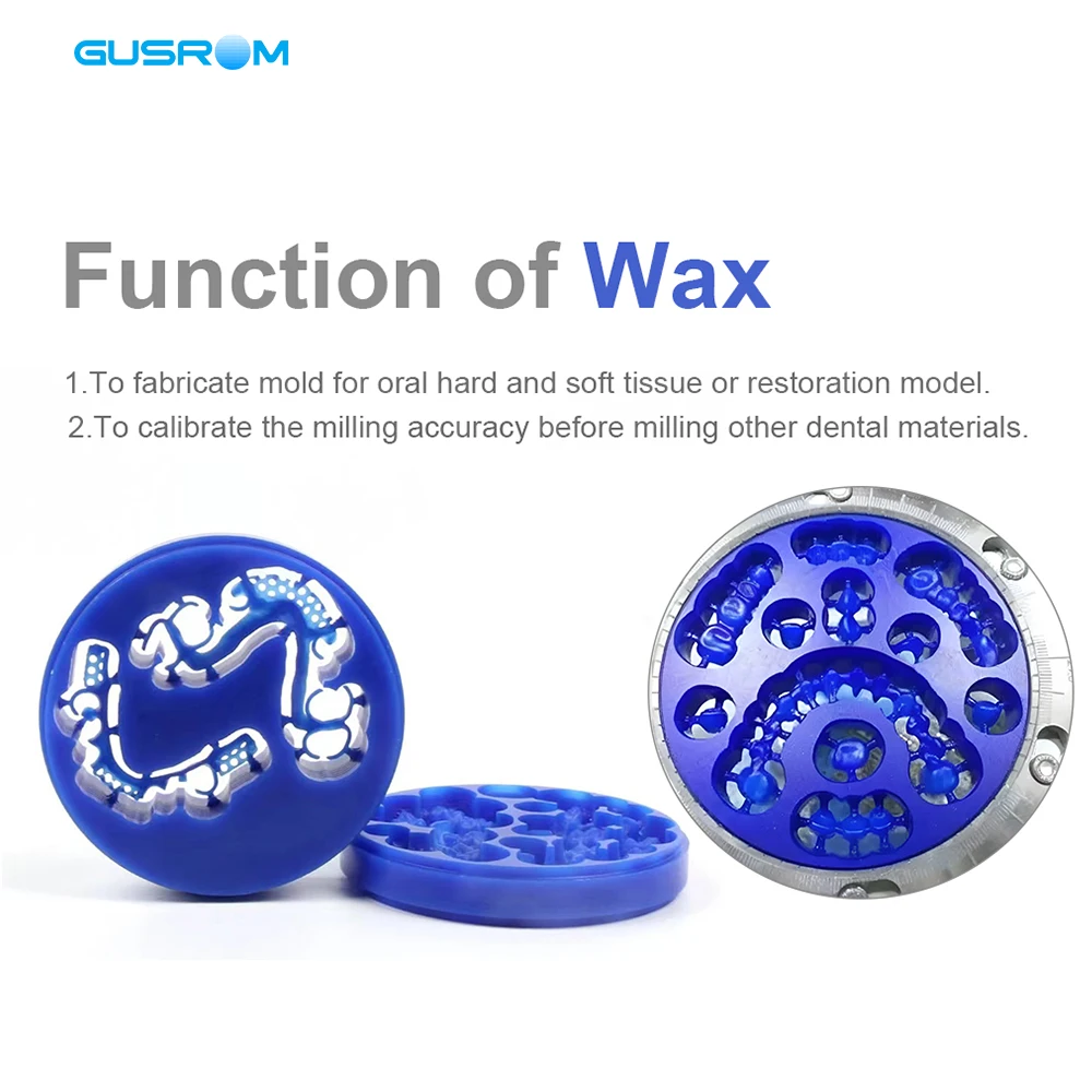 GUSROM Dental Wax Disc 98x20mm Blue/White for CAD/CAM Milling Open System Wax Block for Dental Lab Crown Bridge Try-in Zirconia