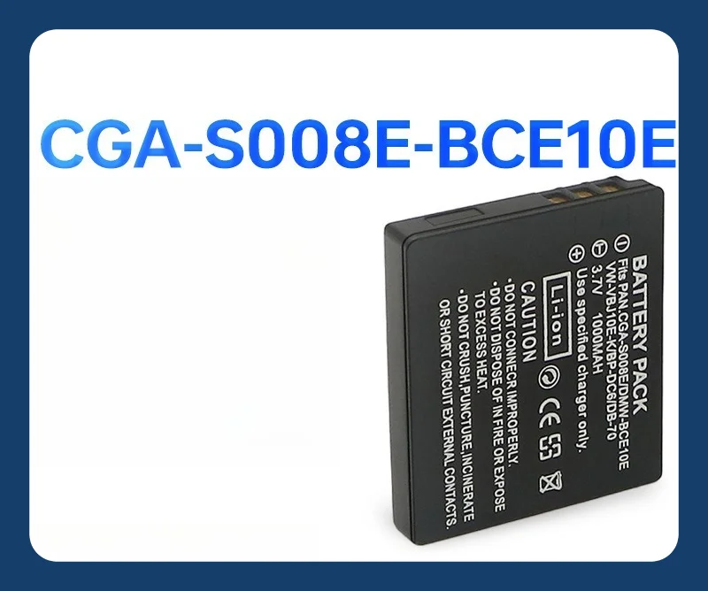 10 Stück 1000 mAh CGA-S008E/BCE10E/DB-70/BP-DC6 Akku für Panasonic Digitalkamera – wiederaufladbarer Li-Ionen-Überladeschutz