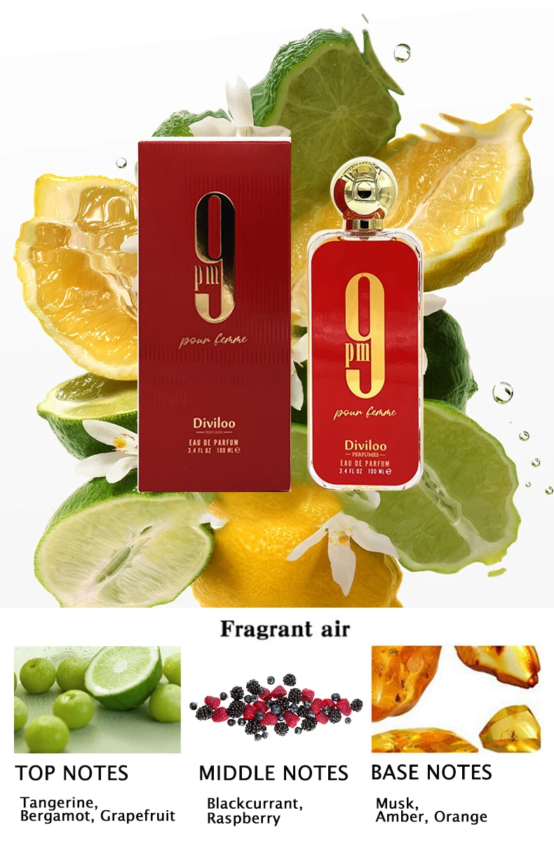 Vaporisateur de parfum longue durée pour les fêtes sociales, parfum corporel original, bergamote, citron, satsuma, bois de santal, vanille, 100ml