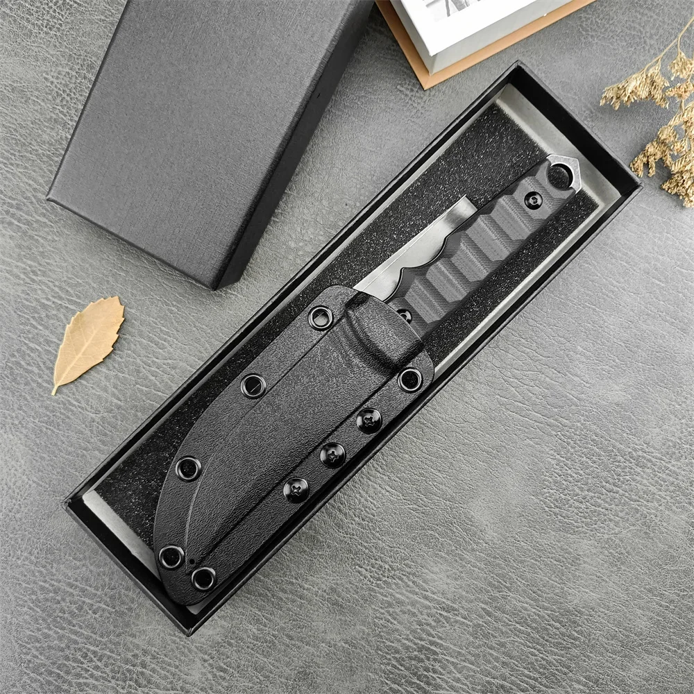 Outdoor G10 FX-634 Ryu Tactical Fixed Blade Knife D2 Stonewashed Tanto Blade Hunting Survival Camping Pocket knives with Sheath