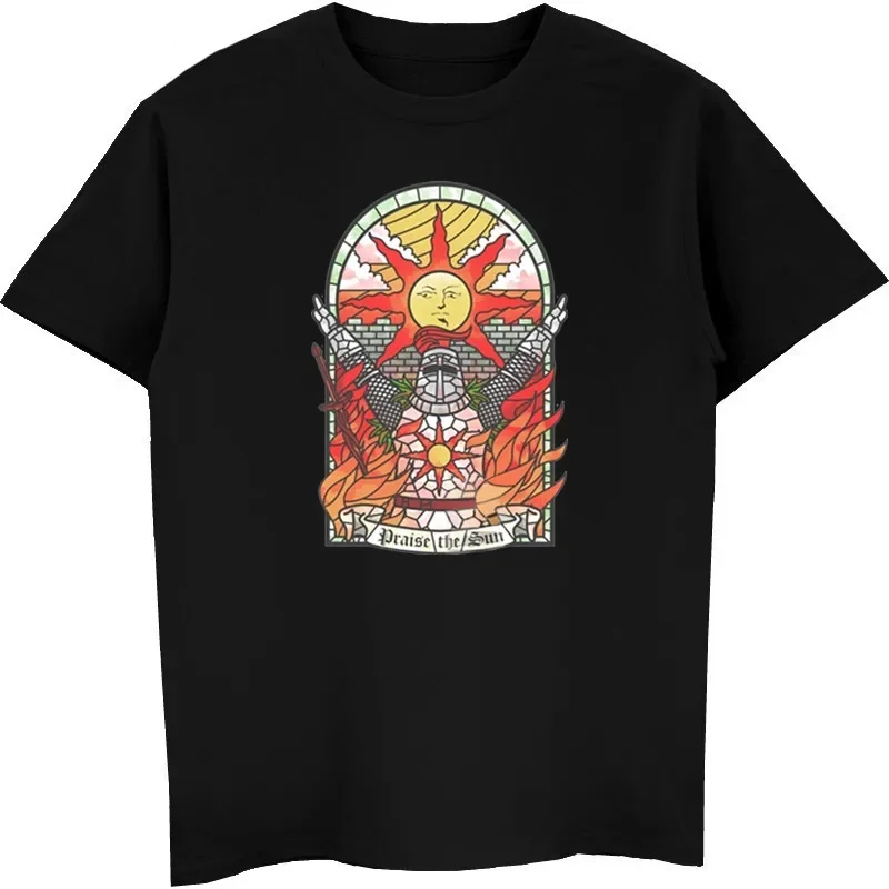 T Shirts Dark Souls 2 Artorias Of The Abyss Solaire Of Astora Praise The Sun Men O-neck Short Sleeve Cotton T-Shirt Male Tees