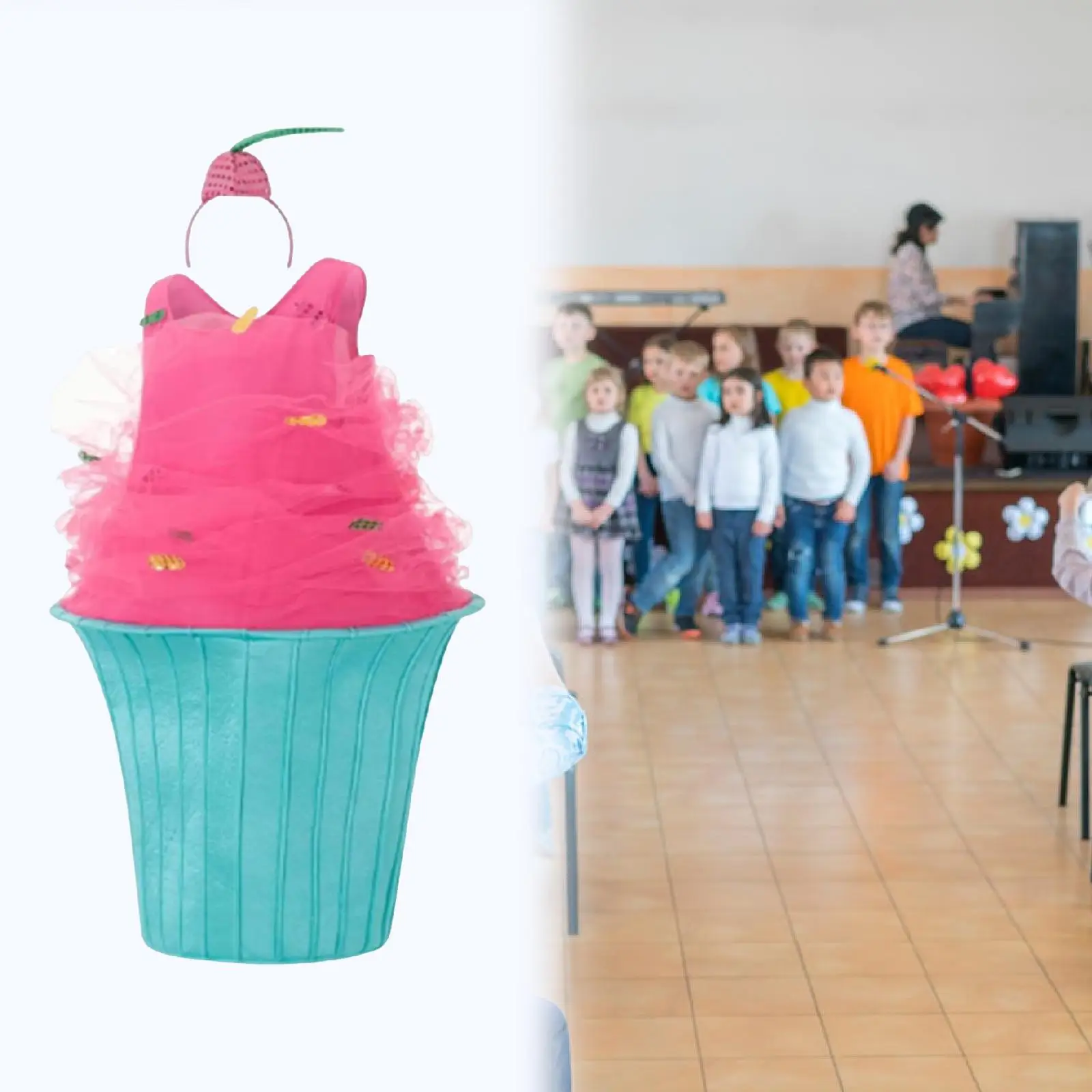 

Cupcake Costume with Hat Funny Polyester Prop for Birthday Bar Women Men Easter