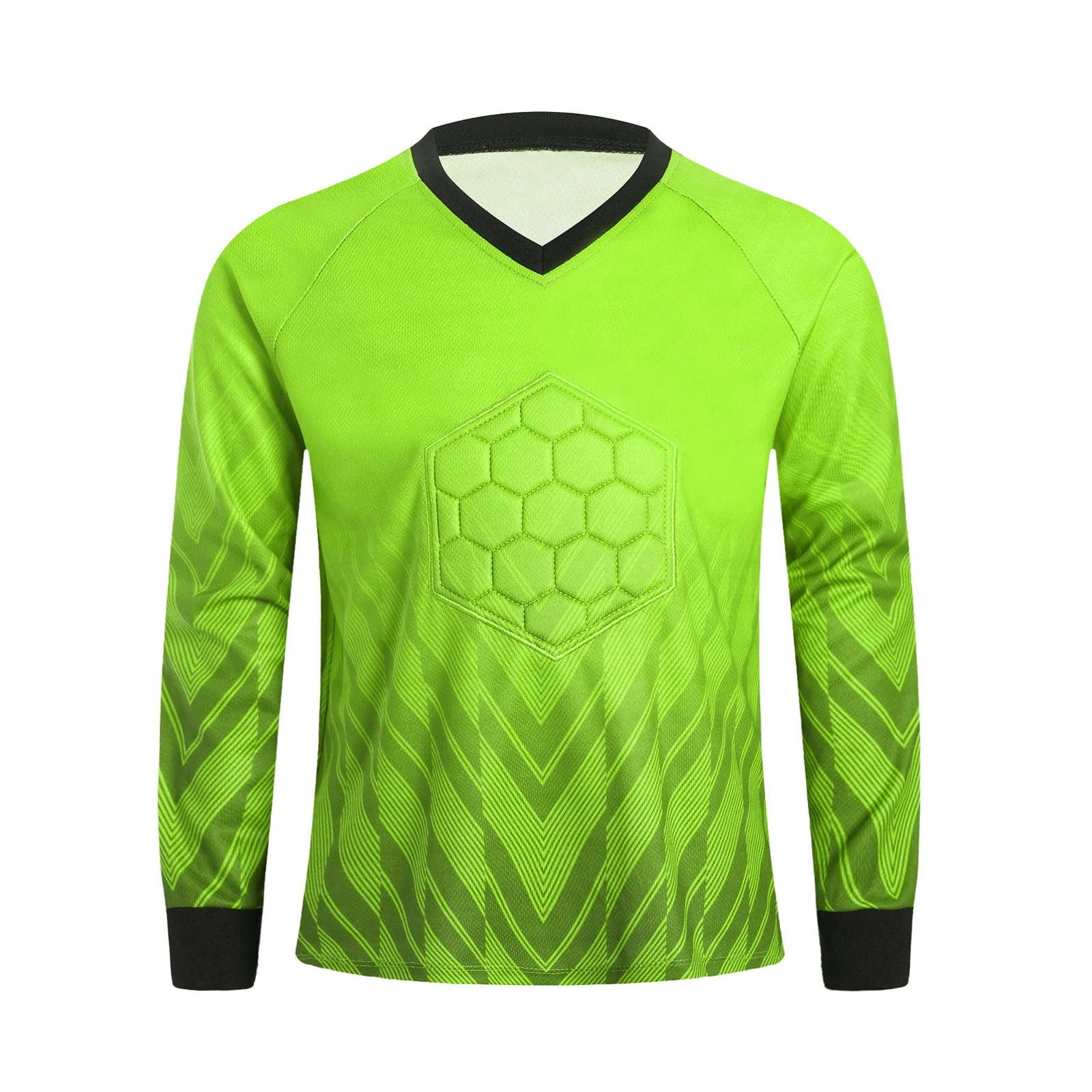 Kids Boys Goalkeeper T Shirt Protection Pads Padded Goalie Jersey Quick-Drying Moisture-Wicking Long Sleeve Printed Sports Top