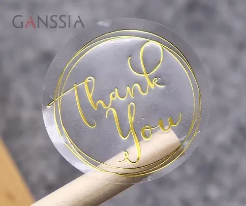 

100Pcs/Lot Dia:3.5cm Round Transparent Design Thank You Seal Stickers DIY Deco Gift Sticker Label Stationery Supplies (SS-1600)