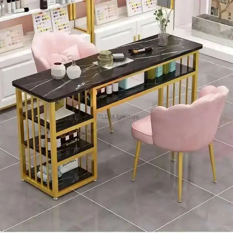 

Ins Chair Manicure Table and European Fashion Set Double Manicure Tables Salon Furniture Professional Beauty Salon Nail Tables B