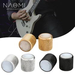 NAOMI 2PCS Pearl Top Guitar Dome Knobs Bass Knob Brass Knob Volume Tone Control Knobs Golden/Chrome/Black
