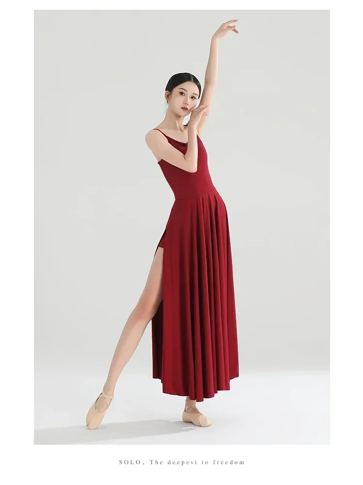 Klassisches Tanzkostüm, Kleid mit breiten Trägern und weitem Rock, fließendes Kleid im chinesischen Stil, modernes Tanzkostüm für Ballett, Damen. – Detail 9