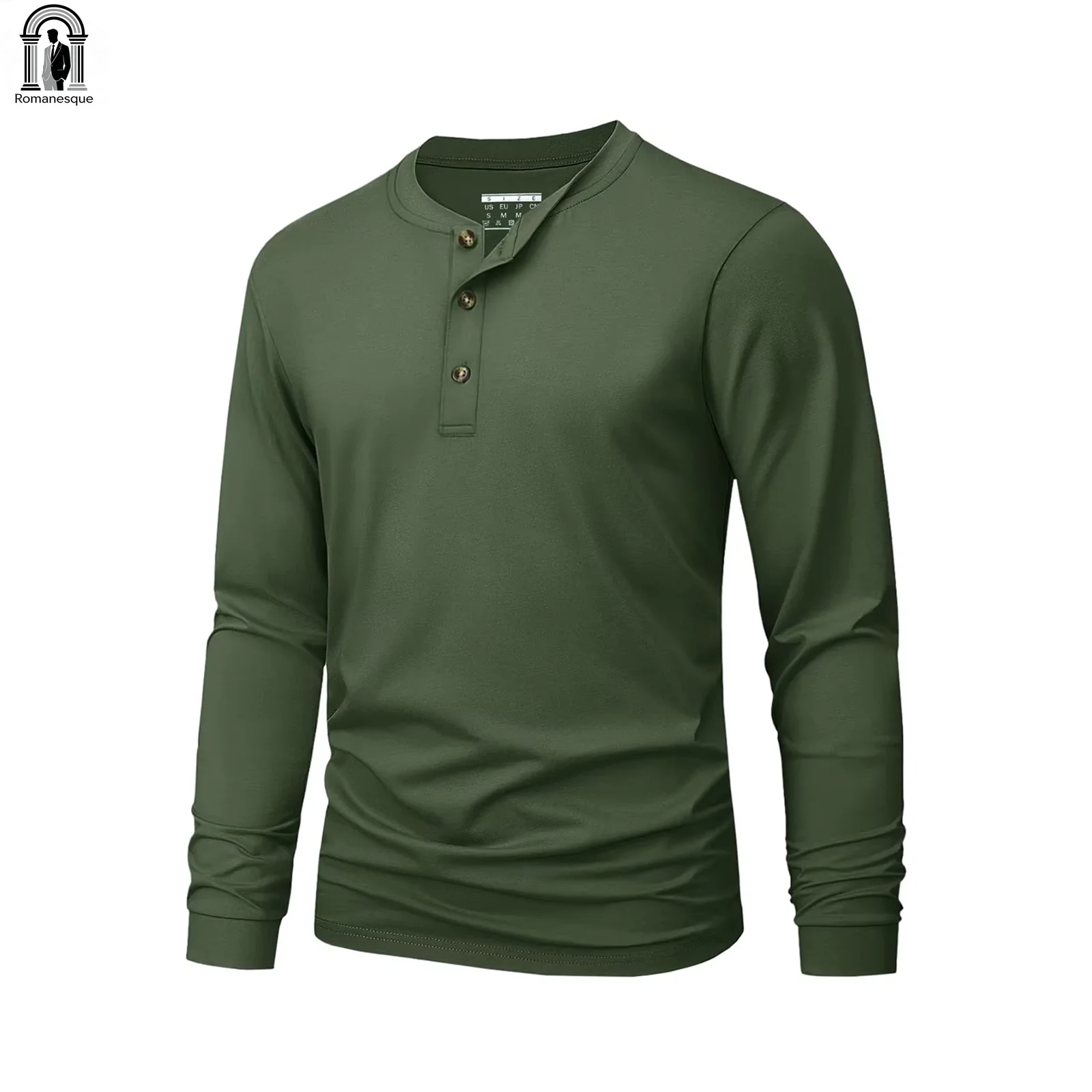 Men's Henley Cotton T-Shirt Long Sleeve Front Placket Shirt Fashion Autumn Spring Tees Casual Vintage Streetwear