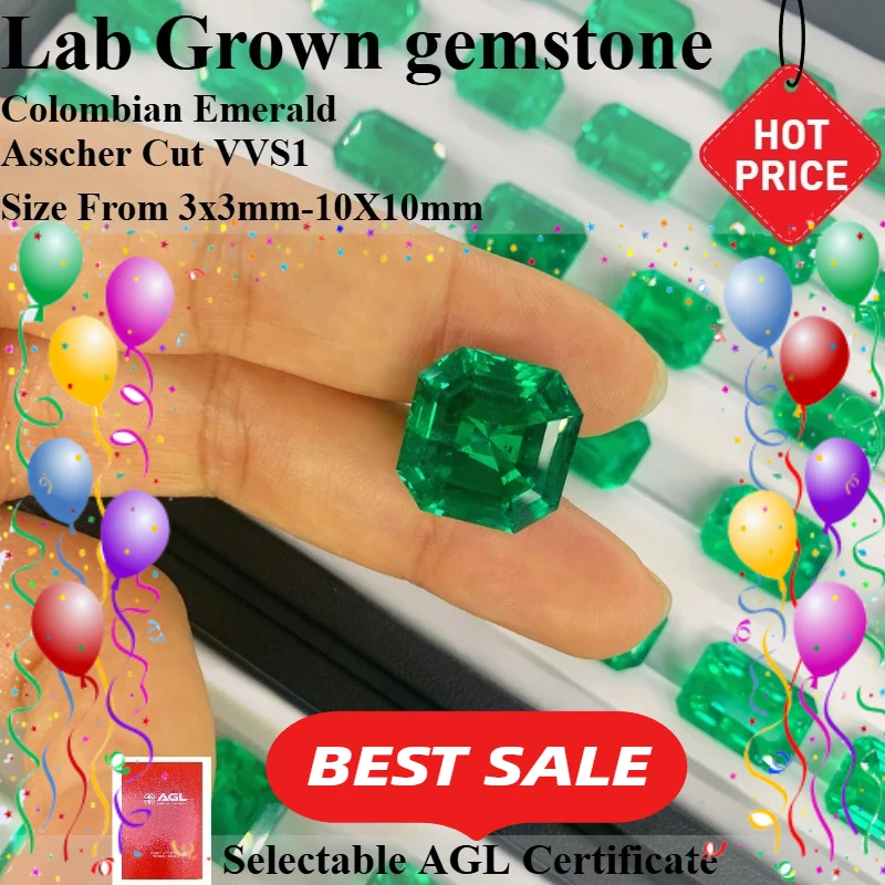 

NEW Asscher Cut Lab Grown Colombian Emerald gemstone Available Hydrothermal Hand-cutting With Certificate For Jewelry Diy Making