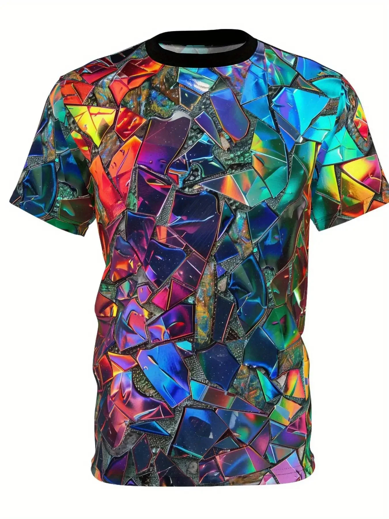 Trendiges 3D-Druck T-Shirt mit Geometrischem Design, Personalisiert, Sommer-Outdoor-Streetwear im Y2K-Stil, Übergroßes T-Shirt