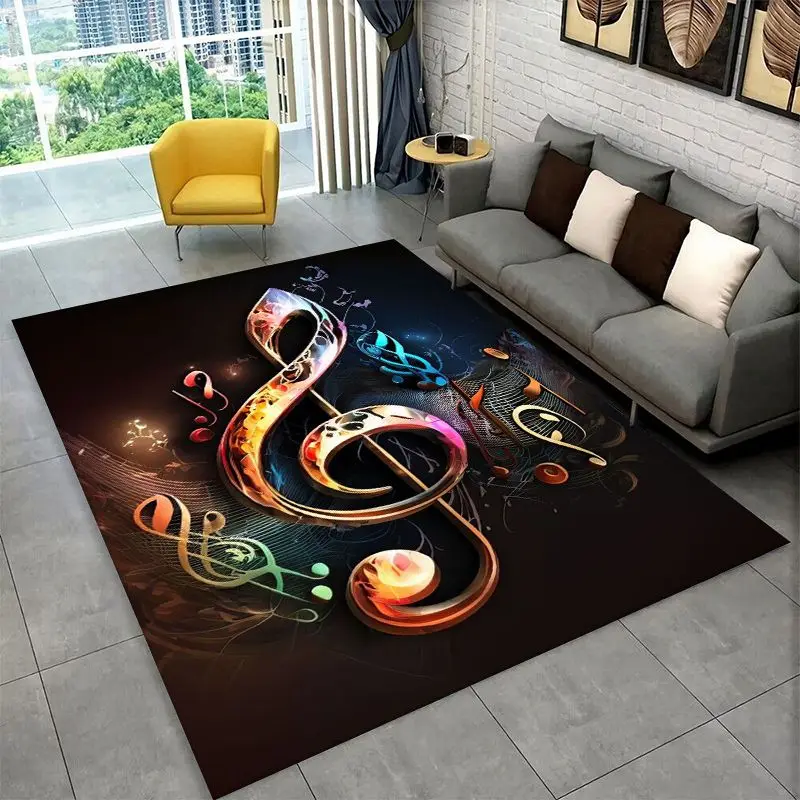Fashion Musical Note Instrument Staff Art Large Area Rug Non-slip Durable Carpet for Bedroom Living Room Sofa Doormat Home Decor