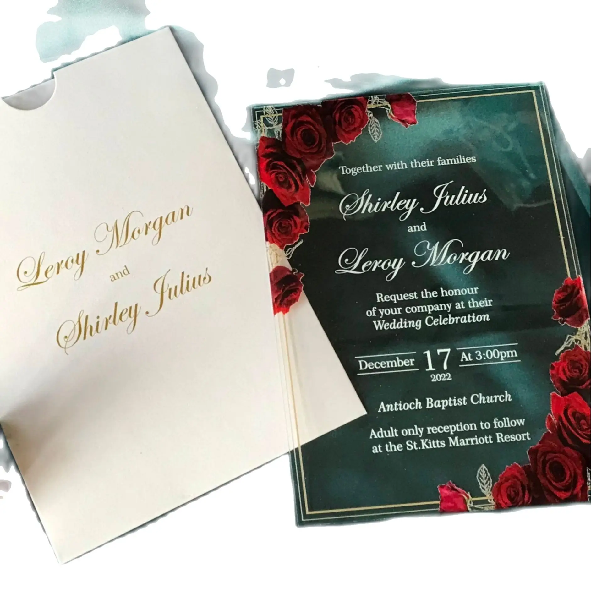 

Custom Wedding Acrylic Invitation,Red Rose,Peony,Transparent Baby Show Invitations,Birthday, Quinceanera, Card, 10Pcs