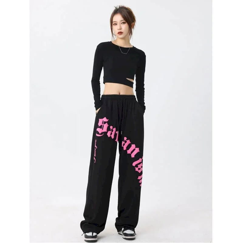 

Women Pants Summer New High Street Sweatpants Loose Drawstring Leggings Casual Trousers Korean Fashion Streetwear Women Clothing