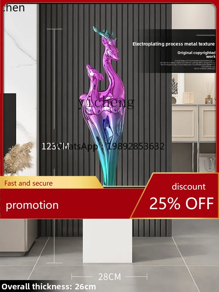 

YFY Light Luxury Large Floor Ornament Living Room Home Decor Exhibition Hall Electroplated Sculpture Gift