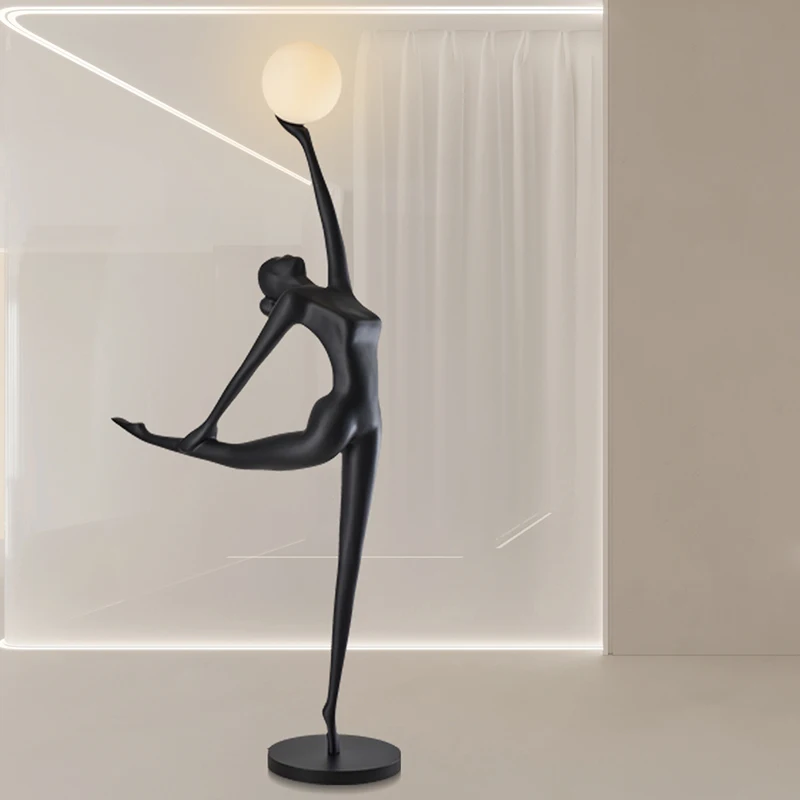 Postmodern creative humanoid art sculpture, floor lamp, clubhouse, lobby, hotel, sales department, light luxury large ornaments