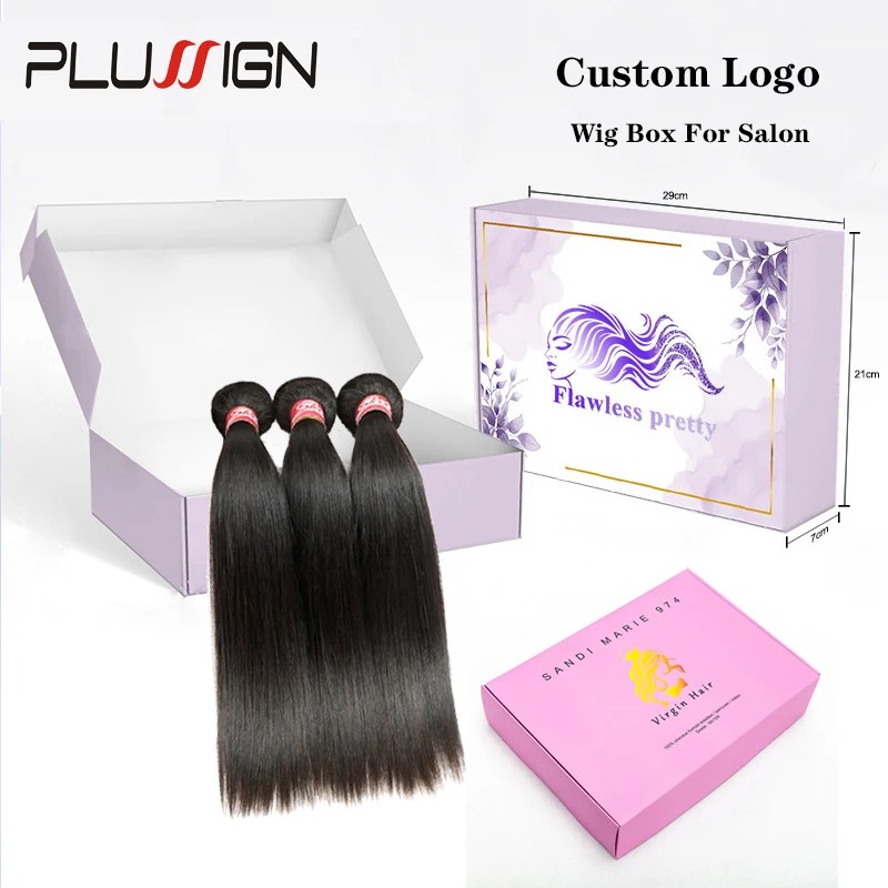 

Custom Wig Box For Salon 20Pcs Color Package Carton For Hair Extension And Wigs Personalize Fold Corrugated Box For Hair Bundles