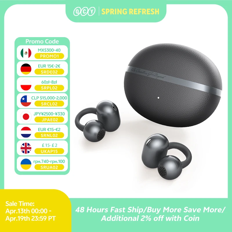 QCY Crossky C50 Open Ear Wireless Earbuds Bluetooth 6.0 Comf...