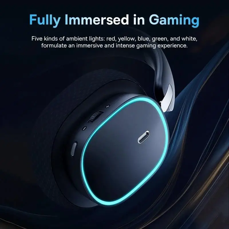 To 1+ GH02 Gaming Wireless Headphone with Mic Over-Ear Headphones Bluetooth 5.3 40mm Driver 2.4G/Wireless/Cable RGB Headsets ..