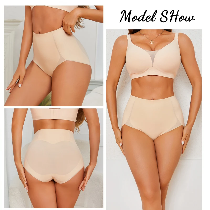 2Pcs/Set Plus Size Tummy Control Panties For Women Traceless Elastic Hip Butt Lifter Shapewear Female Trainer Body Shaper S-3XL